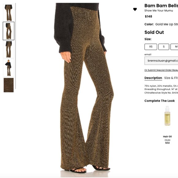 Show Me Your Mumu Bam Bam Bells Gold Me Up Stripe XS - Picture 12 of 14